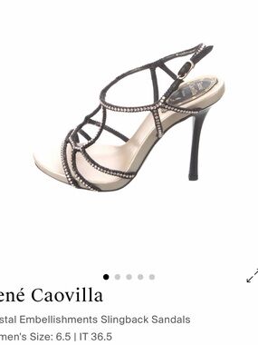 Rene Caovilla Black Crystal-Embellished Strappy Slingback Sandals